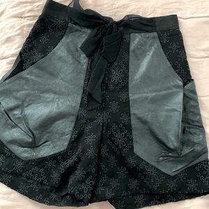 Sachin + Babi leather and silk eyelet shorts